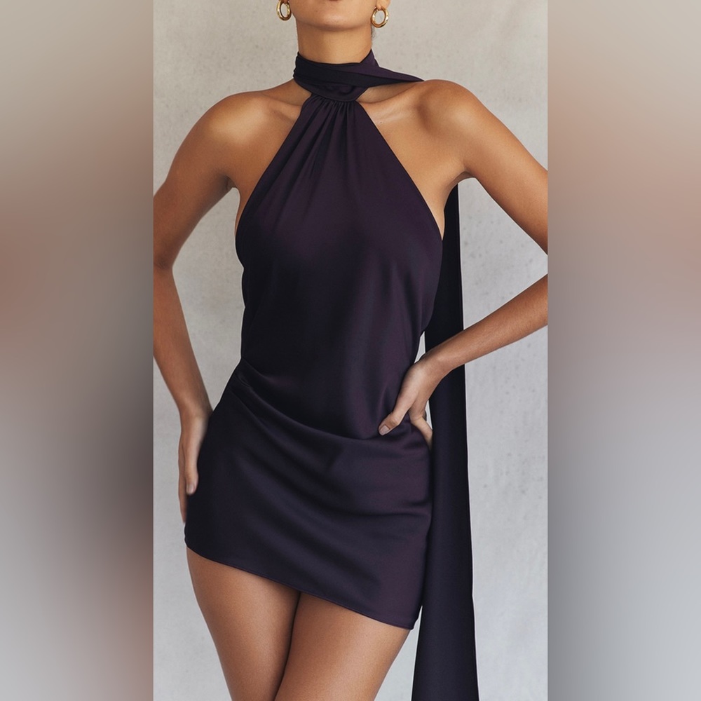 House of CB Asymmetric Wrap Neck Dress